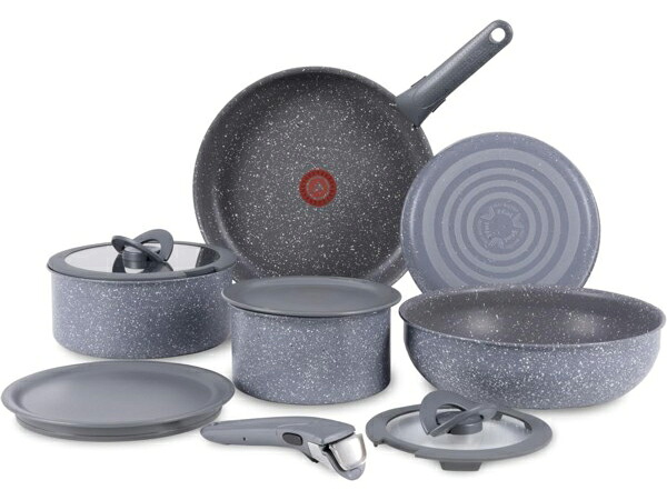 T-fal ティファール ノンスティック・クックウェアー5点(11天下太平)仕掛ける （薄墨色） [IH非相応う] 手持ち部分外し重ねて納める Ingenio 手持ち部分のとれるフライパン