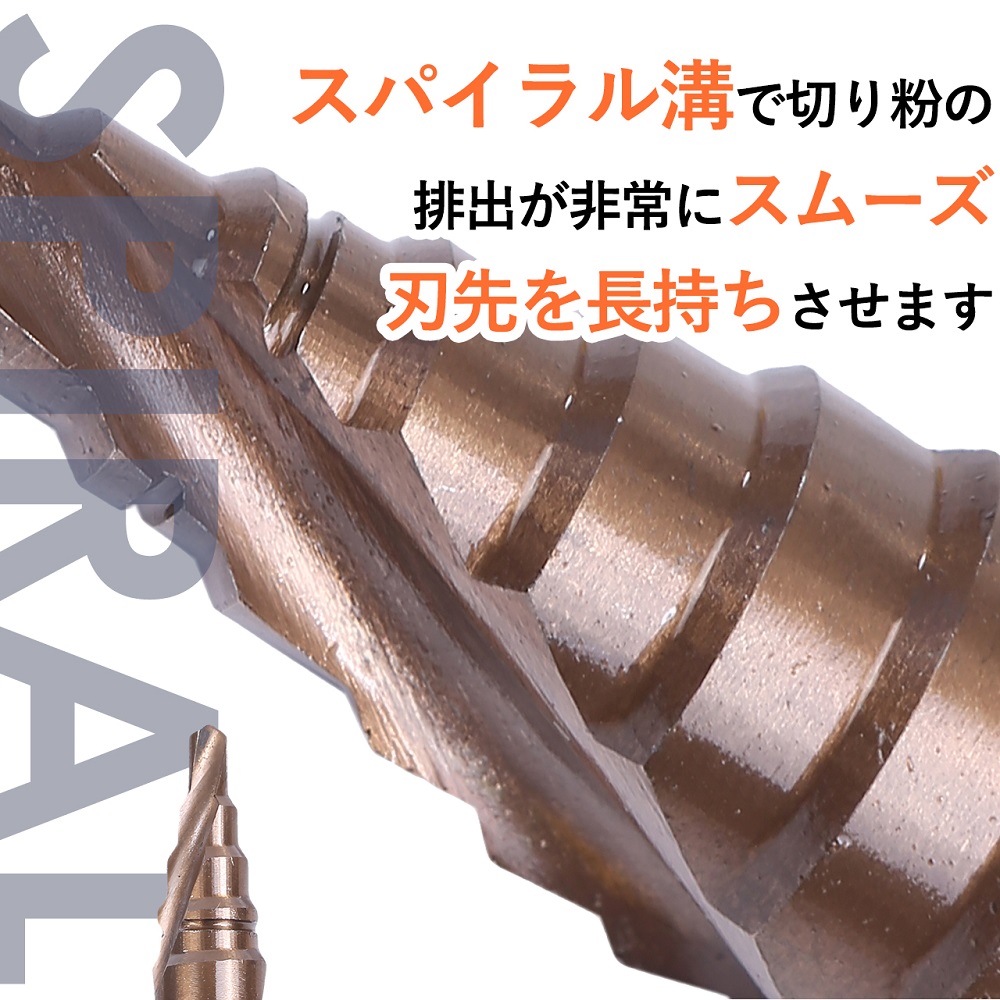 返品送料無料】 スパイラルステップドリル ドリルビット ステンレス用 ステップドリル 六角軸 4-32mm 15段 HSS-CO M35 切削油 +  センターポンチ付 送料無料 qdtek.vn