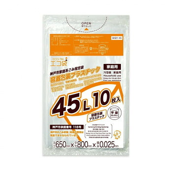 ECO TAI　エコ袋　神戸市家庭系ごみ指定袋　容器包装プラスチック45L SKBY-45 透明 10枚×60冊