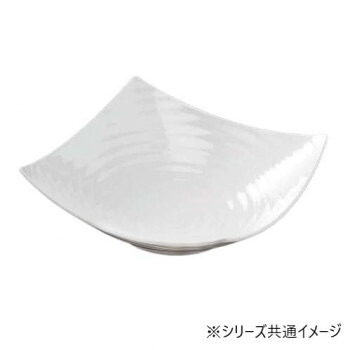 福井クラフト メラミン40cmロクロ目四方上り盛鉢ホワイト 51353890|なないろ本舗店
