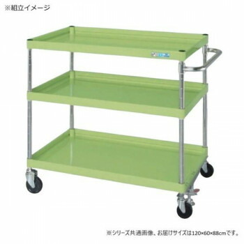 サカエ CSパールワゴン中量タイプ フロアストッパー付 グリーン CSP-1283FSNU|なないろ本舗店