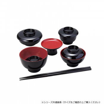 仏膳用お椀セット 箸付 8.0寸用 黒(内朱) 43040h0400011