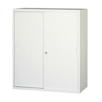 壁面収納家具/D:450・ホワイトタイプ 引違スチール戸/ラッチ仕様 H1050 棚板2枚付 ALPSホワイト色 COM-UASR-W11|なないろ本舗店