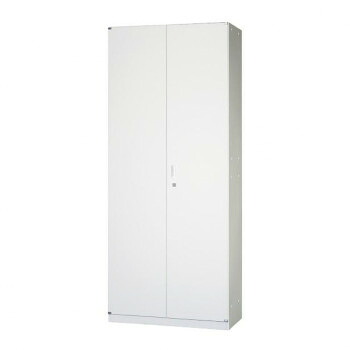 壁面収納家具/D:450・ホワイトタイプ 両開戸 H2160 棚板5枚・ベース・アジャスター付 ALPSホワイト色 COM-UAH-W21B