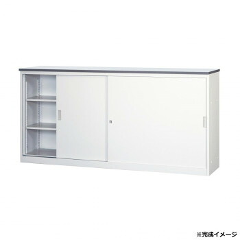 システムカウンター 書庫型ハイカウンター W1800 鍵・棚板4枚付 COM-CVA-18HS-G
