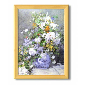 ルノワール複製名画額　「花瓶の花」　桧フレーム　A3サイズ　17041
