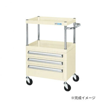 サカエ CSパールワゴン中量タイプ 引出し付 アイボリー CSP-6082A2CI|なないろ本舗店