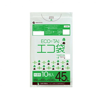 ECO TAI エコ袋 45L LN-64 半透明 10枚×40冊|なないろ本舗店