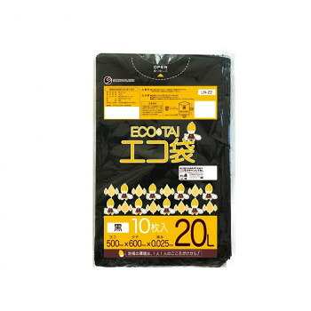 ECO TAI エコ袋 20L LN-22 黒 10枚×100冊|なないろ本舗店