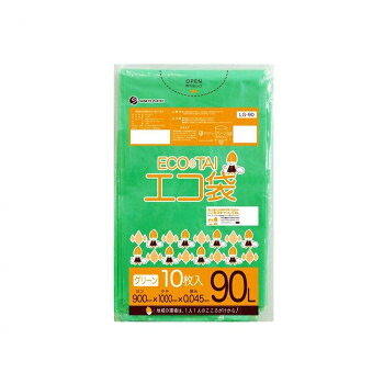 ECO TAI　エコ袋　90L LG-90 グリーン 10枚&times;30冊｜なないろ本舗店