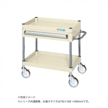 サカエ CSパールワゴン中量タイプ 引出し付 アイボリー CSP-7562ANUI