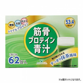 サプリやって行く アンフィニプロジェクト からだ付きタンパク質青汁 (15g×62包入り口・入口) 6箱