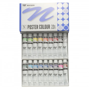 ニッカー絵具 ポスターカラー 20ml 18色セット PC20ML18N