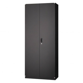 壁面収納家具/D:450・ブラックタイプ 両開戸 H2160 棚板5枚・ベース・アジャスター付 ALPSブラック色 COM-UAH-B21B