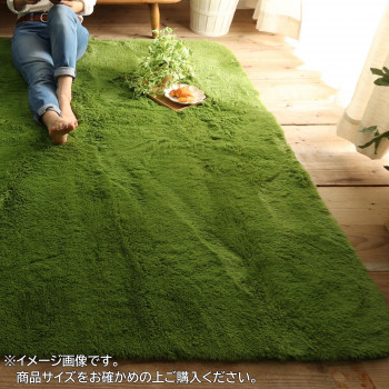 マイクロファイバーロングシャギーラグ　シフォン　190&times;240cm　グリーン「GSCD803382」｜なないろ本舗店