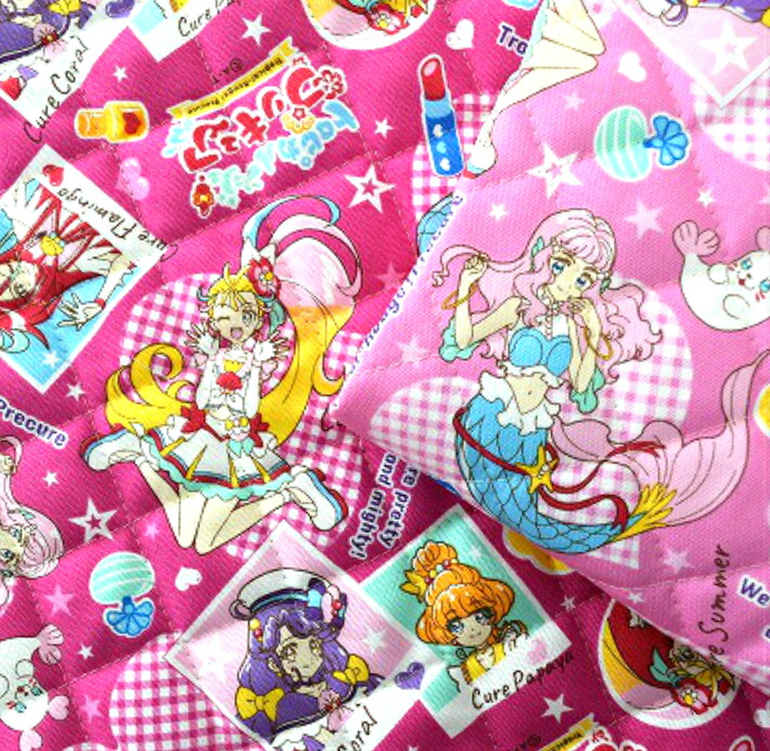 楽天市場 キルト生地 21年 トロピカルージュプリキュア キルティング 入園 入学 通園 バッグ 生地 布 綿 プリキュア 女の子 Fabric Store Heartsewing