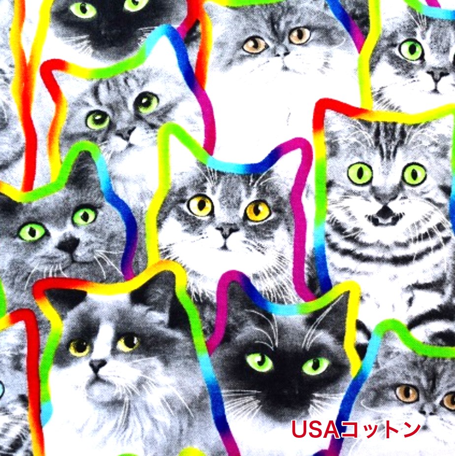 楽天市場】【USAコットン】【ネコちゃんいっぱい♪】猫生地 コットン 