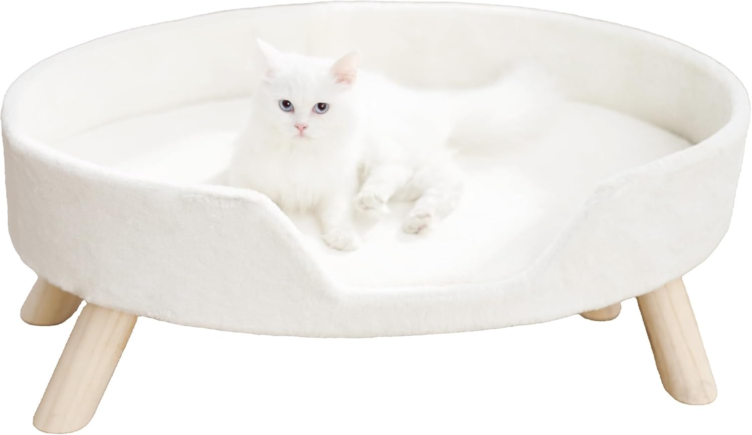 Gworld 猫 ソファーベッド 足付き 猫用ベッド 多機能 猫用休憩スペース ペットソファー うさぎ ふわふわ もこもこ 広々 安心 快適 モフモフ猫ハウス 隠れ家 くつろぎ お昼寝 ペットベッド 安定性良い 通年 人気 インテリア 白 0724｜Heart The Shop