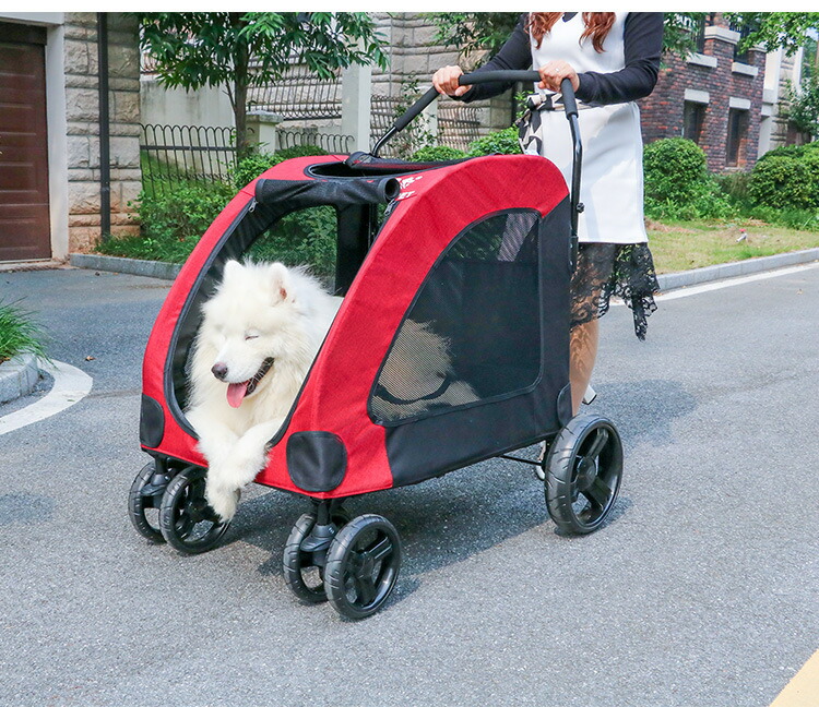 送料無料 ペットカート 大型犬 犬用ベビーカー 猫 犬 多頭用 カート バギー 3way 4色 折りたたみ 四輪 小型犬 中型犬 360 回転 ポーチ付き 介護用 お出かけ 軽量 組み立て簡単 耐荷重30kg グレー Sermus Es