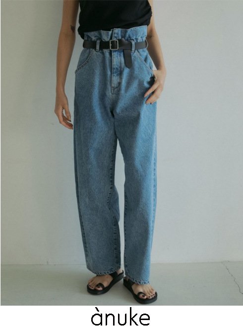 【取っておく】【待ちもうける加えること】 anuke アンヌーク Waist Tuck Denim 26秋冬取っておく 62511401 ズボン下  ウエストタックデニム 下つ方 ジーパン 入荷潮どき：6月中旬～
