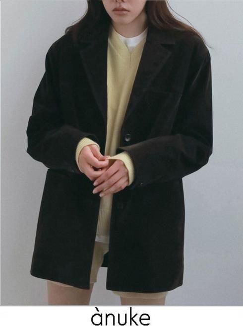 【予約】anuke アンヌーク Eco Suede Jacket★ 26秋冬.予約 62620109 ジャケット 入荷予定 : 10月中旬～ 26冬受注会 エコスエードジャケット リバイバル アウター マニッシュ｜HeartySelect 店