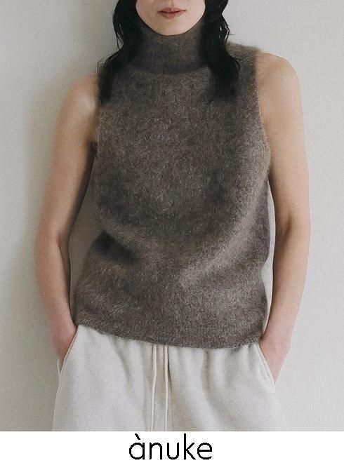 【予約】 anuke アンヌーク Sleeveless Mohair Knit★ 26秋冬予約 62620520 ニットトップス 入荷予定 : 9月中旬～ トップス スリーブレスモヘアニット タートル レイヤード｜HeartySelect 店