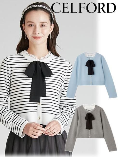 【即日さし出し】(継続期間制限事項10%OFF\u0026300円OFF) CELFORD  独居室ジェラルド・r・フォード デタッチャブルリボン＆色合いジレー  25秋冬. CWND261030 ジレー トップス【新作】