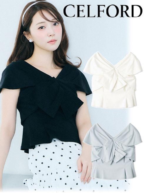 【即日出荷】(期間限定10%OFF&300円OFF) CELFORD セルフォード リボンモチーフカットソー 26春夏. CWCT264043 カットソー｜HeartySelect 店