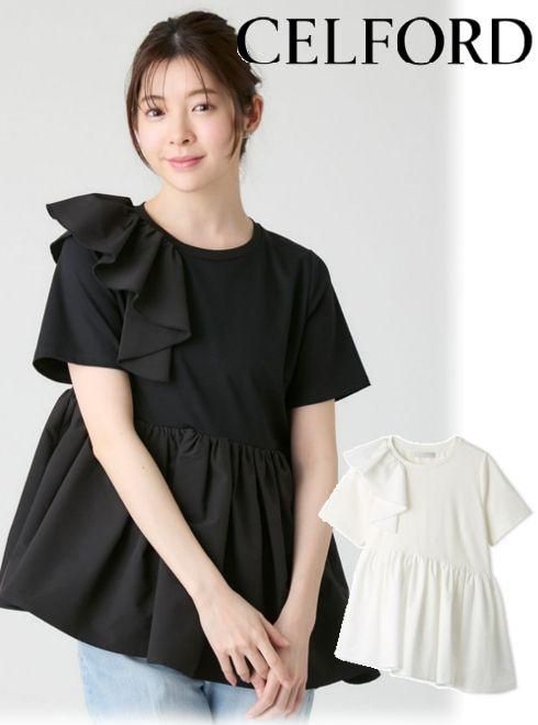 【予約】(マラソン10%OFF&400円OFF) CELFORD セルフォード アシンメトリーカットチュニック 26春夏.予約 CWCT264044 チュニック 入荷予定 : 7月中旬~|HeartySelect 店