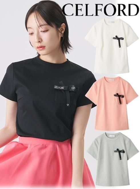 【取って置く】(SS押さえる10%OFF\u0026500円OFF~6/7) CELFORD  独居室ジェラルド・r・フォード ロゴタイプ刺しゅうシュロの葉付き添い人カットソー  26春夏.取って置く CWCT264046 カットソー 入荷予定を組む : 7月上旬～