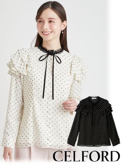 【即日出荷】(10%OFF&400円OFF~4/24) CELFORD セルフォード ハートドットプリントブラウス 26春夏 CWFB261123 シャツ・ブラウス 　トップス　【新作】