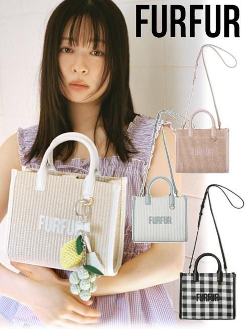 【即日積みだし】(継続期間押さえる10%OFF\u0026400円OFF) FURFUR  毛革毛革  ラフィアロゴトートバッグ  26春夏 RWGB261516  RWGB262516トートバッグ  春小物【新作】