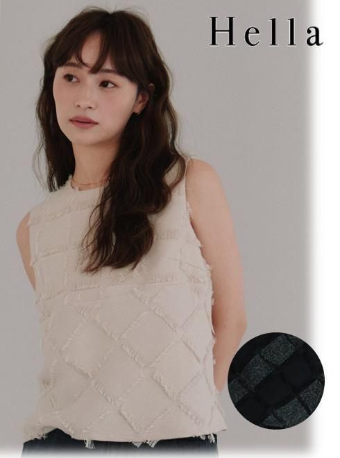 【楽天市場】【予約】 (10%OFF~3/21) Hella ヘラ cut jacquard check blouse 25秋冬予約 h253 ...