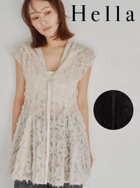 【楽天市場】【予約】(秋受注会10%OFF) Hella ヘラ Cut Jacquard Peplum Hoodie 26秋冬予約 h263 ...