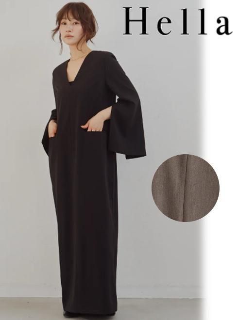 【取っておく】(継続期間押さえる10%OFF) Hella ヘラ Flow Sleeve V Dress  26秋冬取っておく h263-55 マキシ衣装 入荷予定を組む : 10月中旬～