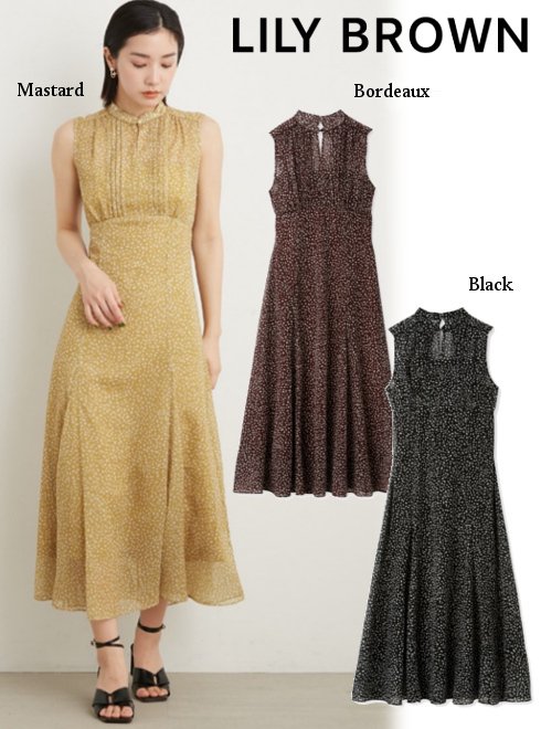 LILY BROWNワンピース シフォンドッキングニットワンピース(マキシ・ロングワンピース