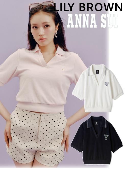 【取って置く】(SS押さえる10%OFF\u0026500円OFF~6/7) Lily Brown リリー赤銅色【ANNA SUI】パイルポロトップス  26春夏.取って置く LWCT264050 カットソー 入荷予定を組む : 6月下旬～トップス アナスイコラボ