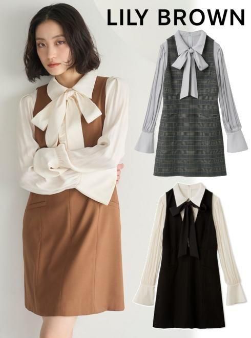 【即日出荷】(10%OFF&400円OFF~4/14) Lily Brown リリーブラウン シャツドッキングミニワンピース 26春夏 LWFO261171 フレアワンピース【新作】 12,601円