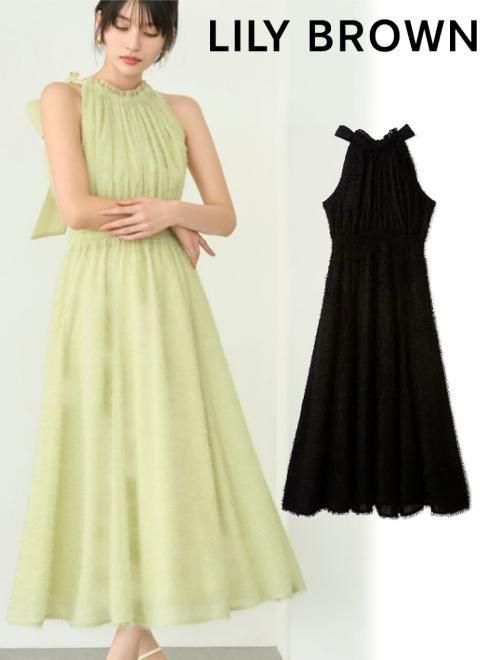 【即日出荷】(10%OFF&400円OFF~4/14) Lily Brown リリーブラウン アメリカンスリーブフリンジジャガードワンピース 26春夏 LWFO262003 マキシワンピース 【新作】