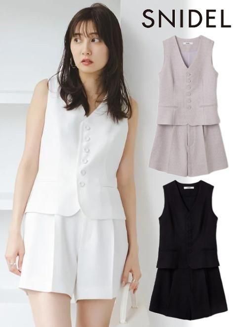 【即日出荷】(セール50%OFF) snidel スナイデル ジレショートパンツセット 25春夏. SWFO252077 オールインワン・コンビネゾン ボトム【新作】25sp｜HeartySelect 店 8,740円