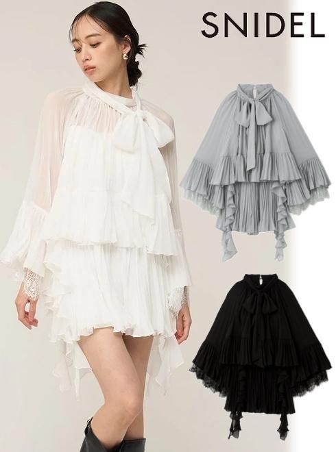 【即日差し出し】(マラソン10%OFF\u0026500円OFF) snidel スナイデル  レーストリムシフォンセットアップ  26春夏 SWFO261141 太陽フレア衣装 【新作】 レディースファッション-ワンピース