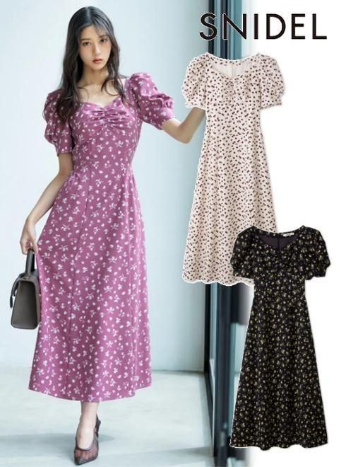 【即日積みだし】(SS押さえる10%OFF\u0026500円OFF~6/11) snidel スナイデル  Susフルーツプリントパフスリワンピ  26春夏. SWFO262015 マキシ衣装【新作】