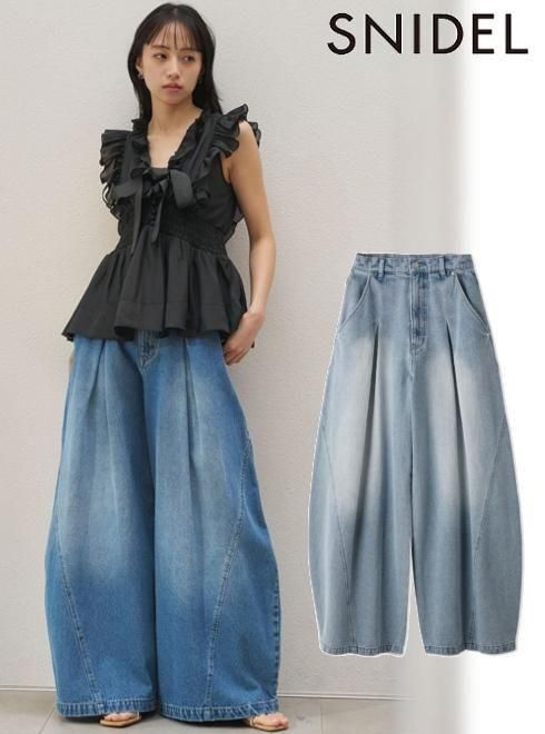 【取って置く】(SS押さえる10%OFF\u0026500円OFF~6/7) snidel スナイデル  カーブワイドデニム  26春夏.取って置く SWFP264037 ジーンズズボン下 入荷予定を組む : 7月中旬～  下つ方