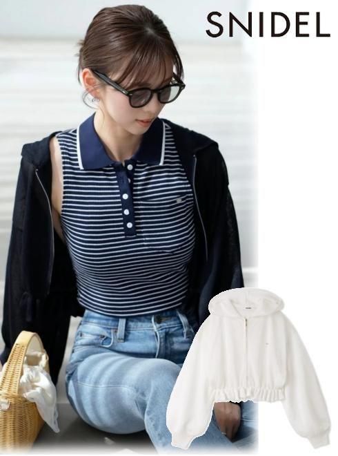 【即日さし出し】(SS制限事項10%OFF\u0026500円OFF~6/11) snidel スナイデル  シアーニットパーカー  26春夏. SWNT263325 スウェット・パーカー トップス【新作】