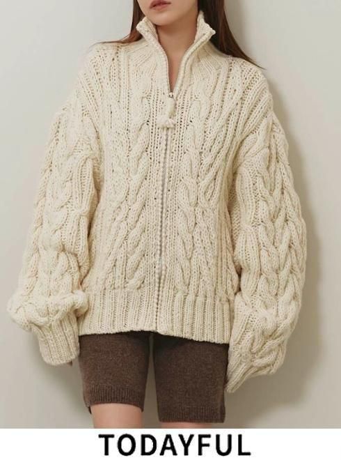 【取っておく】TODAYFUL トゥデイフル Volume Handknit Cardigan★ 26秋冬取っておく 12620511 ジレー 入荷予定を組む : 10月中旬～トップス ボリュームハンドニットカーディガン 手編み 置き目ゲージ