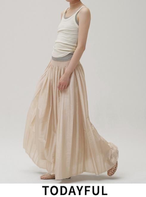 【予約】TODAYFUL トゥデイフル Silky Waist Shirring Skirt★ 26秋冬予約 12620802 タイトスカート 入荷予定 : 9月上旬～ ボトム シルキーウエストシャーリングスカート 透け感 ロング