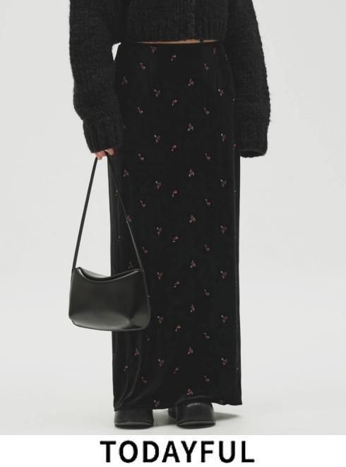 【取って置く】TODAYFUL  トゥデイフル  Petit Flower Velour Skirt★  26秋冬.取って置く 12620807 ロング・マキシスコート 入荷予定を組む : 10月中旬～ 26冬受注会