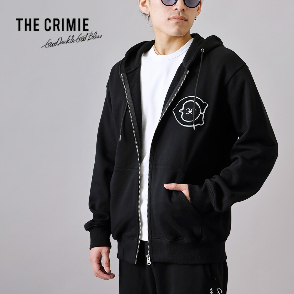 THE CRIMIE クライミー CR1-02F1-CW01 裏毛 ジップパーカー パイル フーディ 紋章 メンズ  汗水 伸び伸びする サガラ刺しゅう フーディー なめし革 刺しゅう 格闘技 運動競技 体育館 形づくる 今めかしい 一般受け M/L/XL 20代 30代 40代 50代 60代