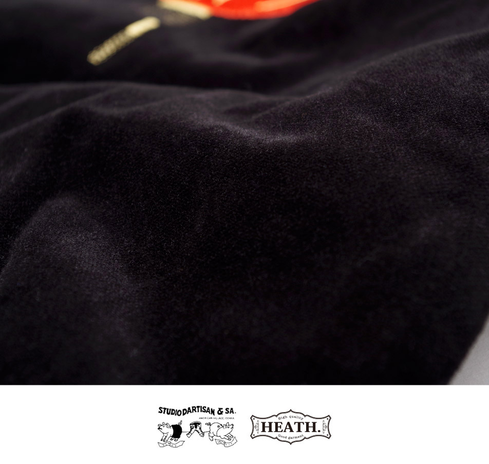 大人 大人 サテン 40年代 高品質 スカジャンメンズ 別注 ジャケット コラボ コート ジャケット 定番 ブランド ビンテージ 50年代 アメカジ アメカジ 横浜 Heath Industrial完全オリジナルデザインの別注スカジャン 別珍 コラボ