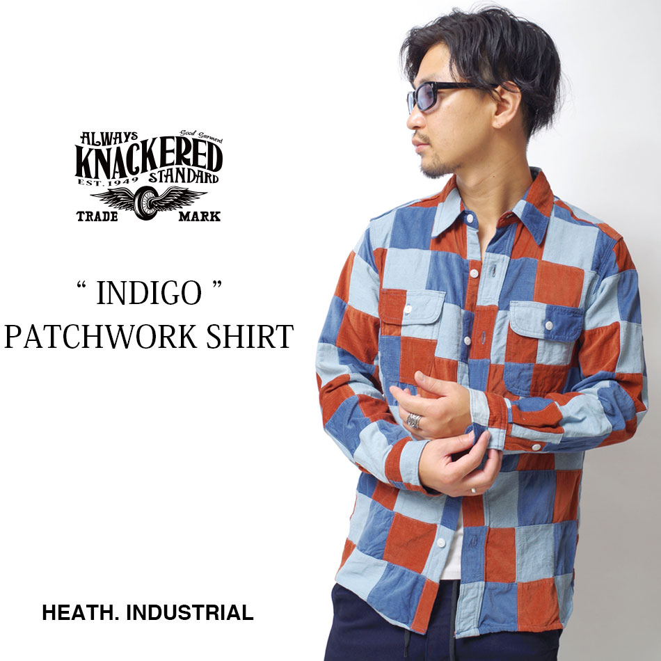 楽天市場 シャツ メンズ インディゴ 長袖 パッチワーク 日本製 メイドインジャパン 春夏 定番 ヴィンテージ デニム Heath ヒース Blueport ブルーポート 横浜 大人 アメカジ イタカジ Heath Industrial